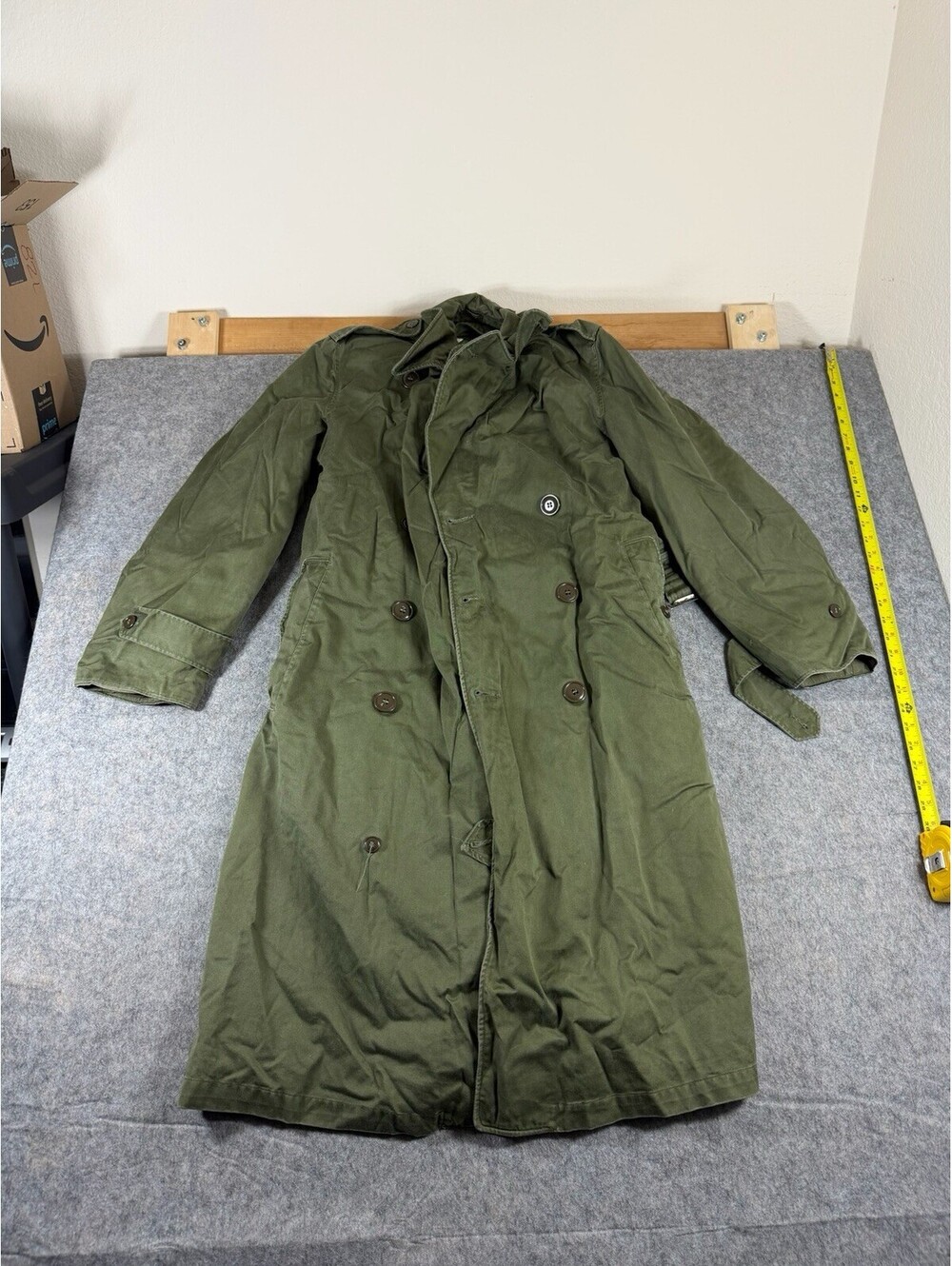 Vintage 1953 US Military Korean War Wool Cotton Overcoat Mens Reg Small OG-107